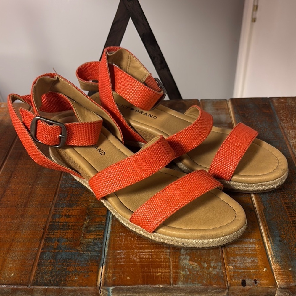 Lucky Brand Orange Sandals With Ankle Strap